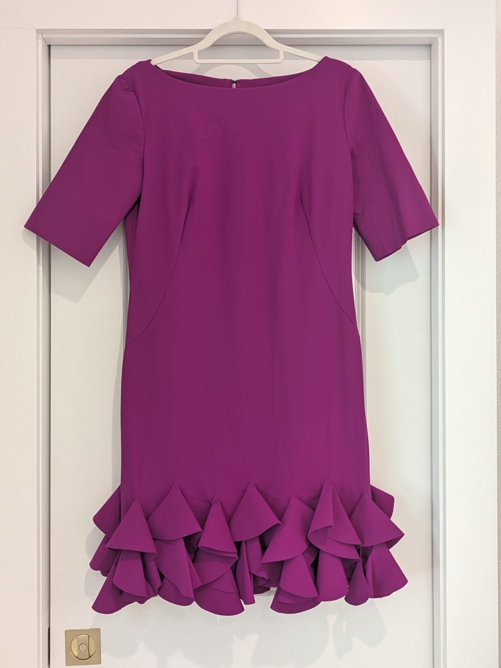 Frascara Fuchsia Pink Layered Ruffle Hem Midi Dress Like New Size 8